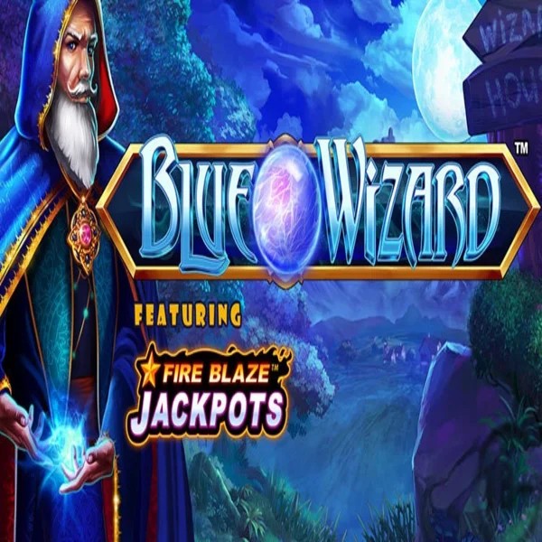 Blue Wizard Fire Blaze Jackpots casino game by Rarestone Gaming – featured logo at Pistolo Casino