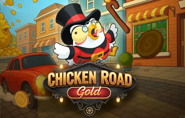 Chicken Road Gold slot visual from InOut available on pistoloo.pl